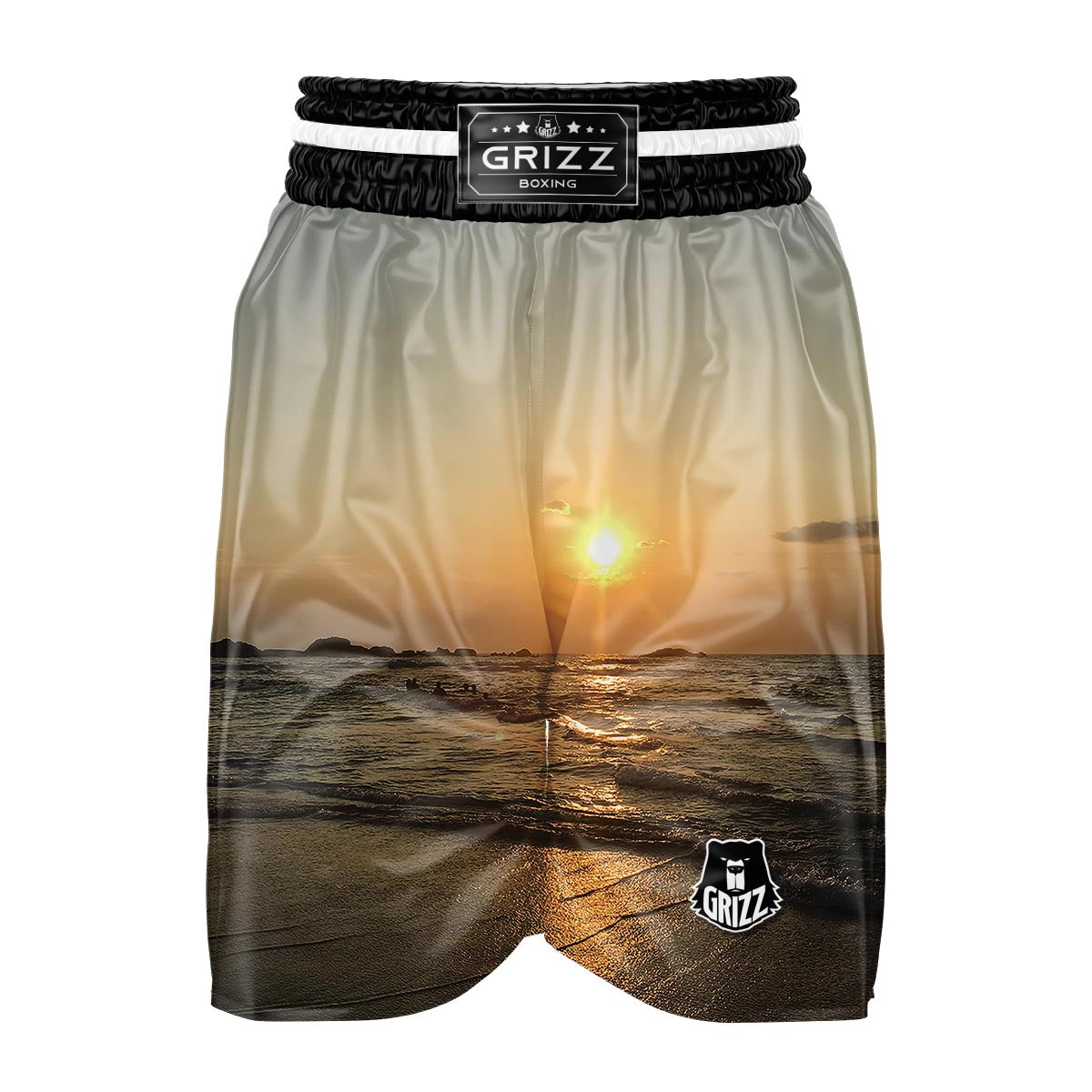 Beach Sunrise Print Boxing Shorts-grizzshop