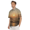 Beach Sunrise Print Men's Short Sleeve Shirts-grizzshop