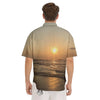 Beach Sunrise Print Men's Short Sleeve Shirts-grizzshop