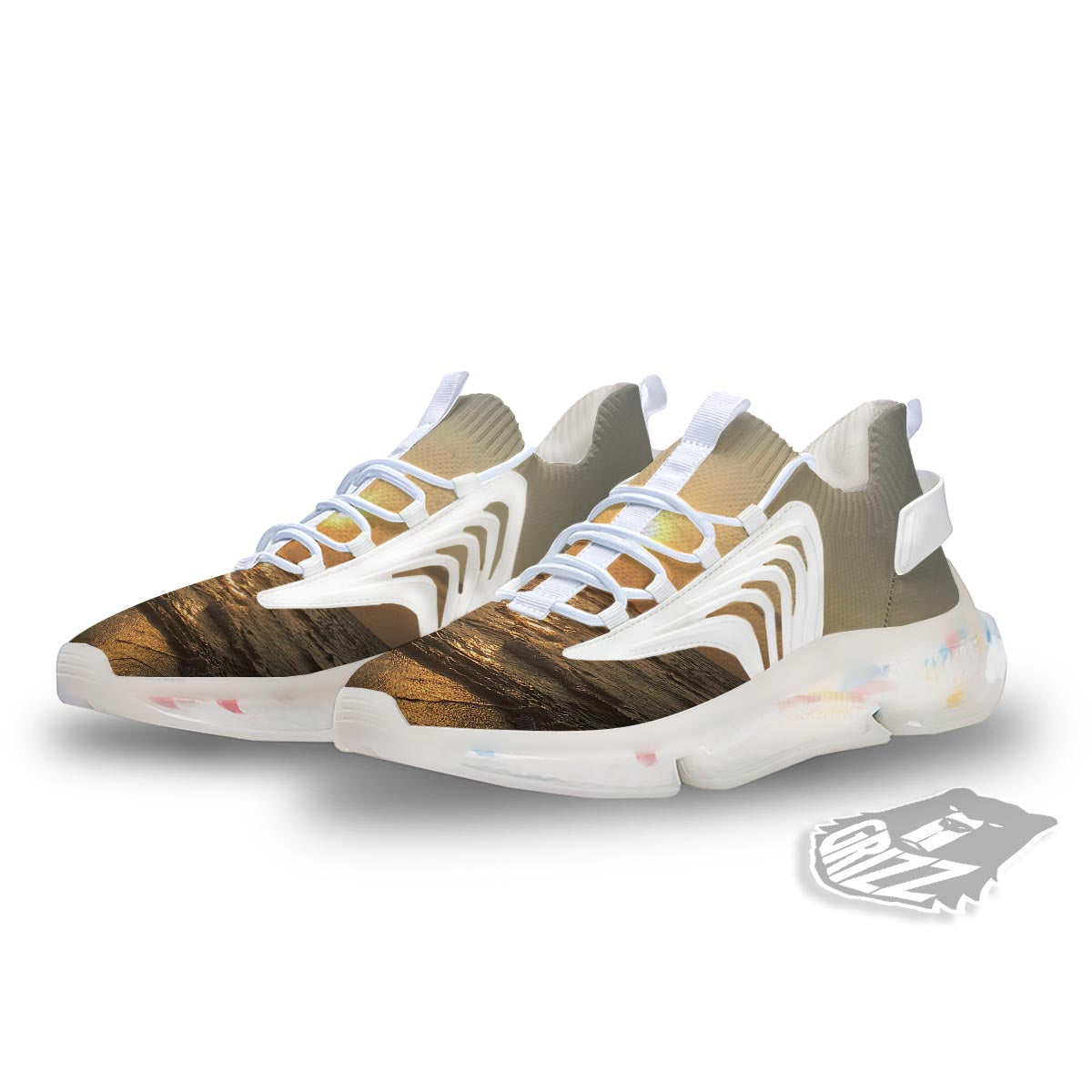 Beach Sunrise Print White Gym Shoes-grizzshop