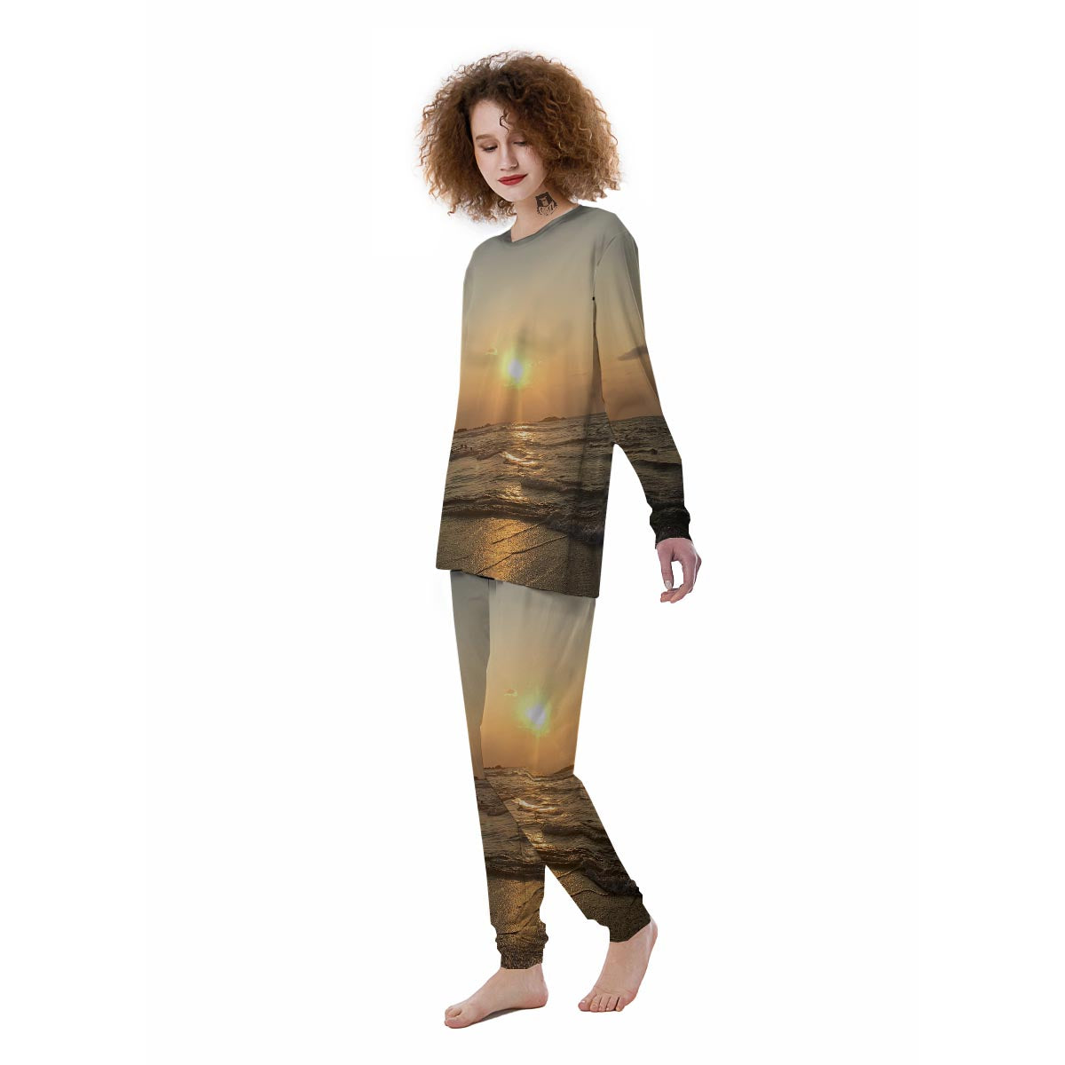 Beach Sunrise Print Women's Pajamas-grizzshop