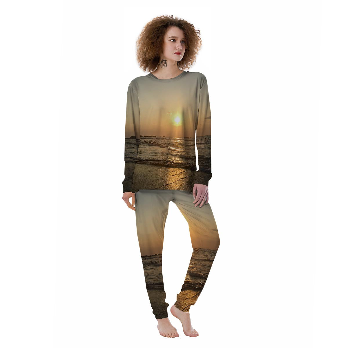 Beach Sunrise Print Women's Pajamas-grizzshop