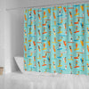 Beach Surfing Pattern Print Bathroom Shower Curtain-grizzshop