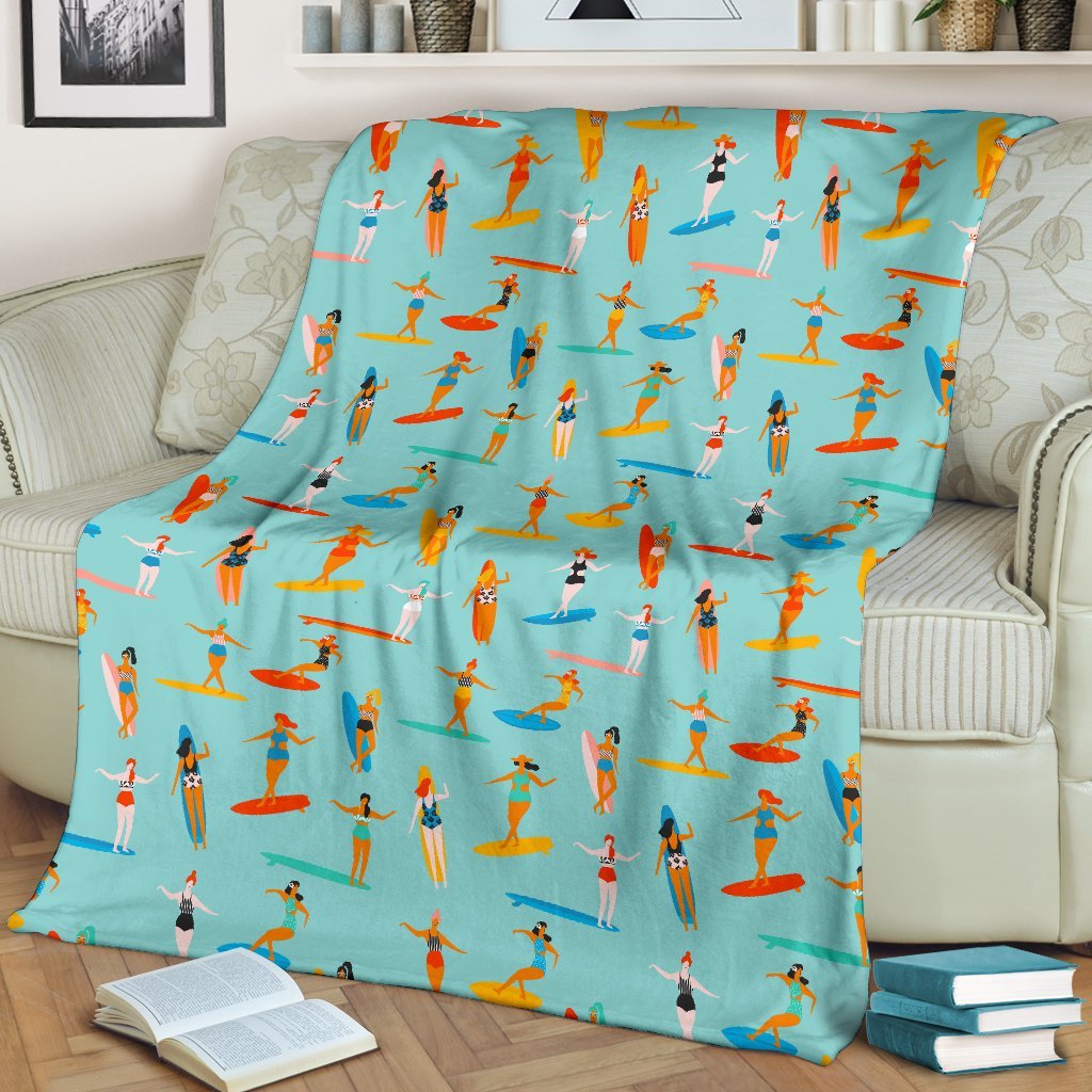 Beach Surfing Pattern Print Blanket-grizzshop