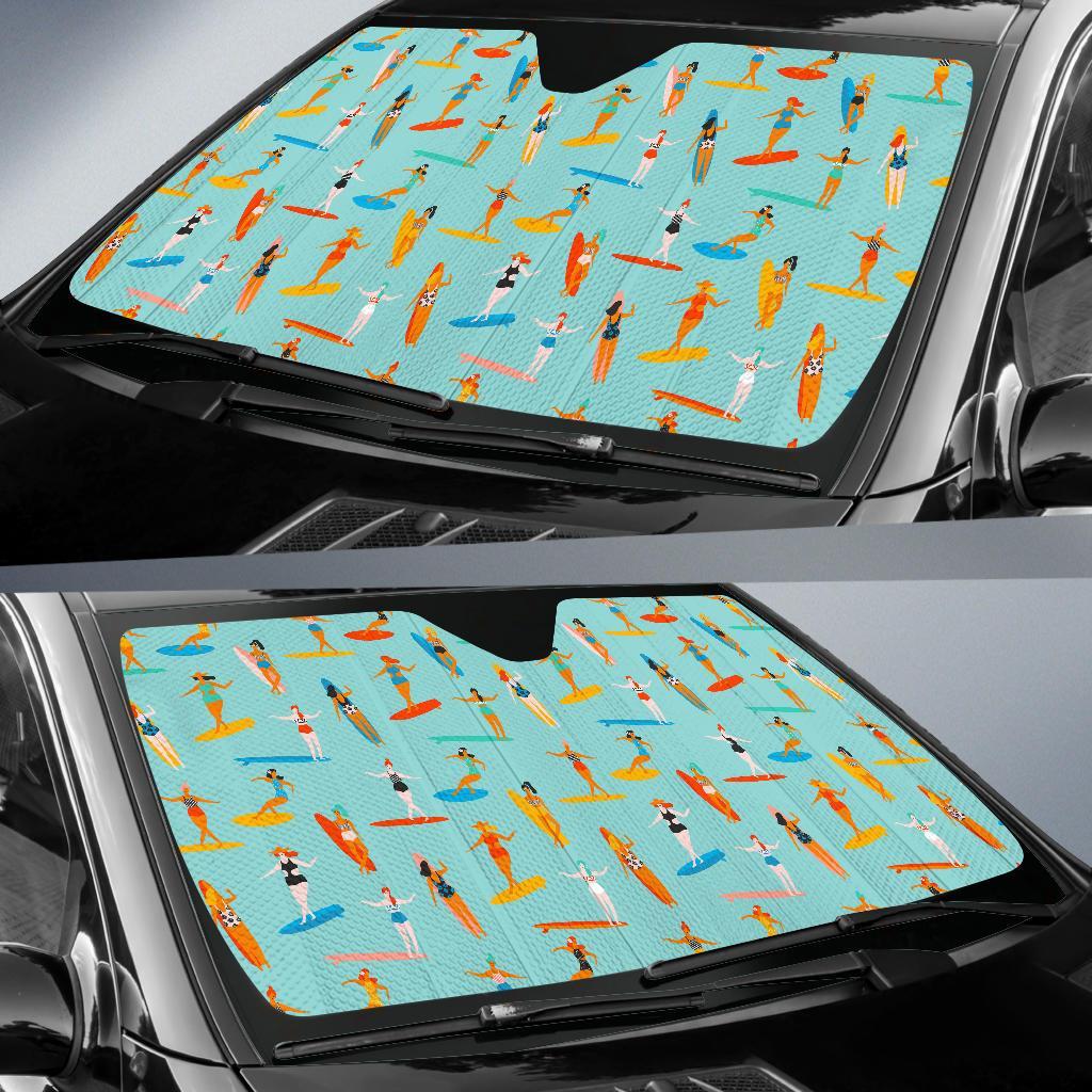 Beach Surfing Pattern Print Car Sun Shade-grizzshop