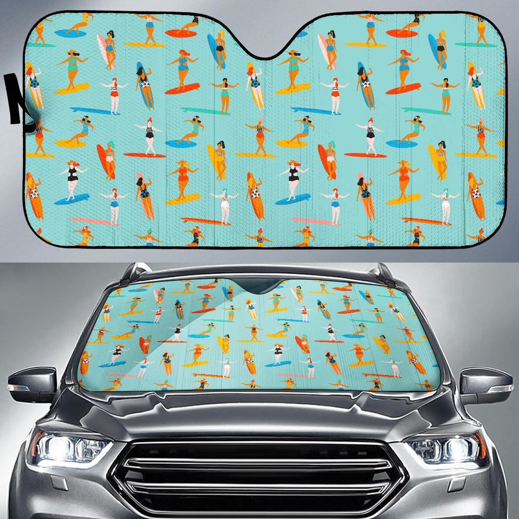 Beach Surfing Pattern Print Car Sun Shade-grizzshop