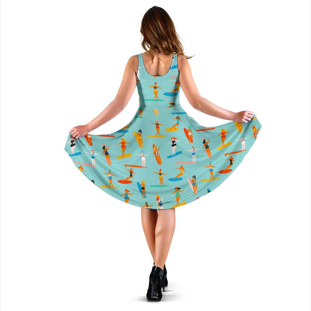 Beach Surfing Pattern Print Dress-grizzshop