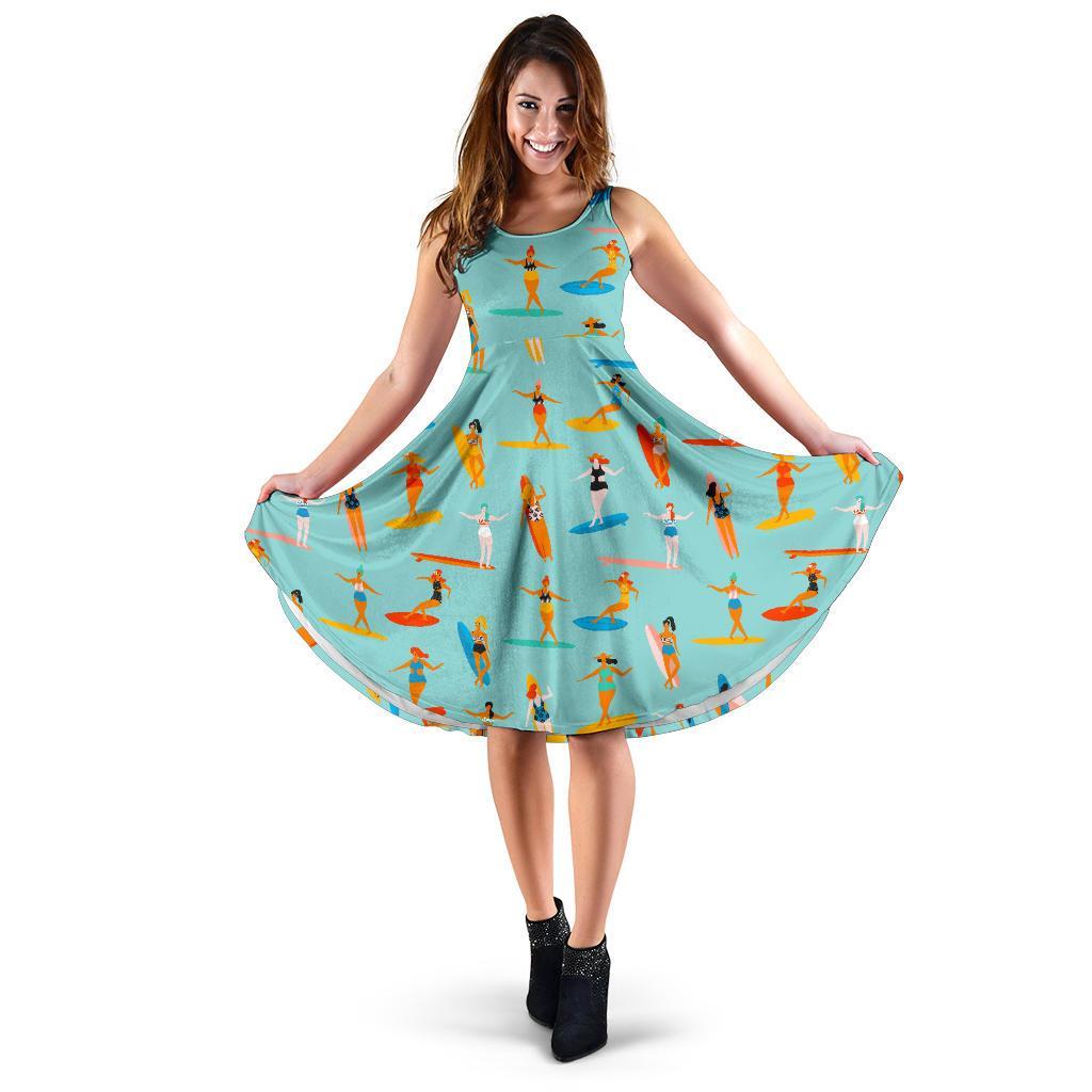 Beach Surfing Pattern Print Dress-grizzshop