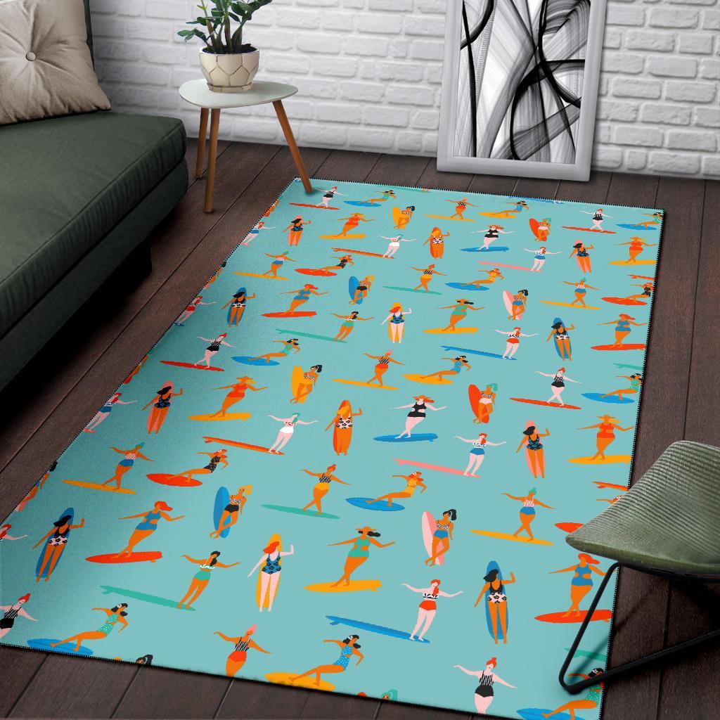 Beach Surfing Pattern Print Floor Mat-grizzshop