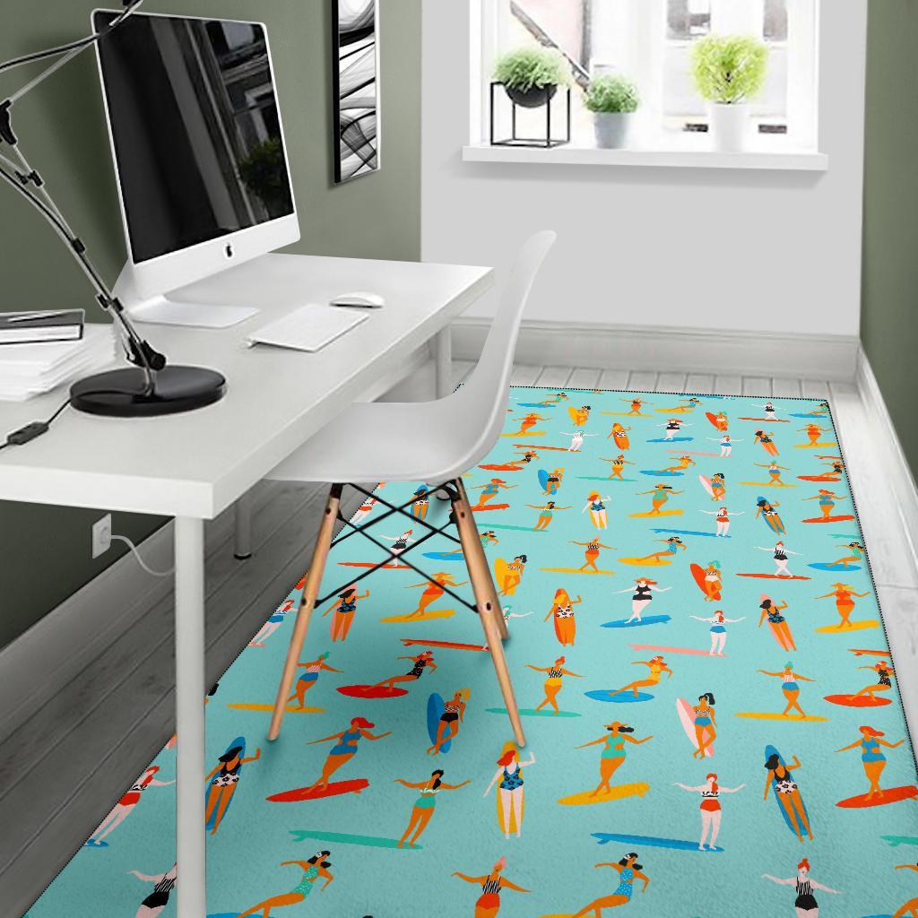 Beach Surfing Pattern Print Floor Mat-grizzshop