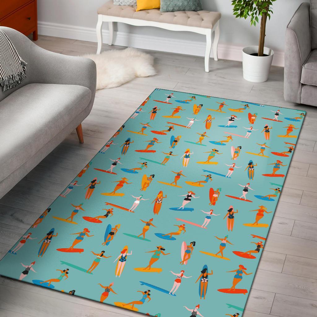 Beach Surfing Pattern Print Floor Mat-grizzshop