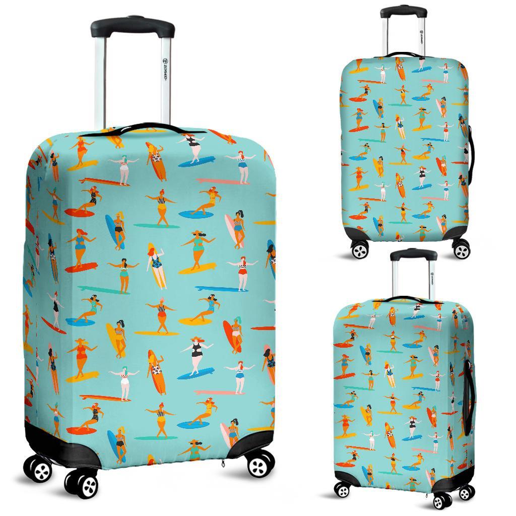 Beach Surfing Pattern Print Luggage Cover Protector-grizzshop