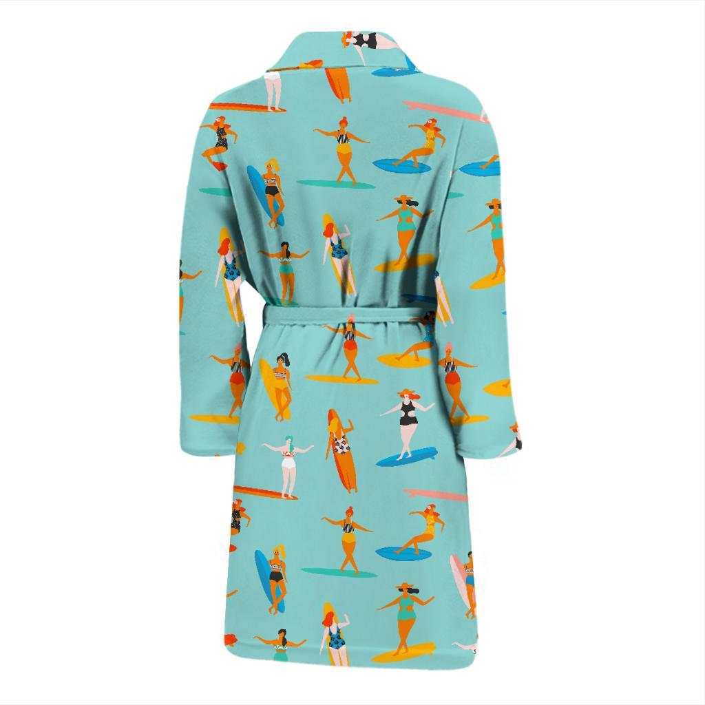 Beach Surfing Pattern Print Men Long Robe-grizzshop