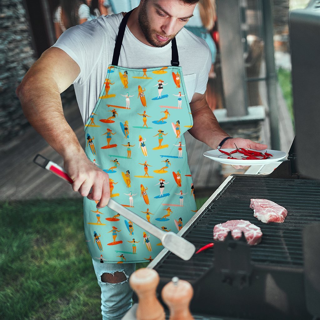 Beach Surfing Pattern Print Men's Apron-grizzshop