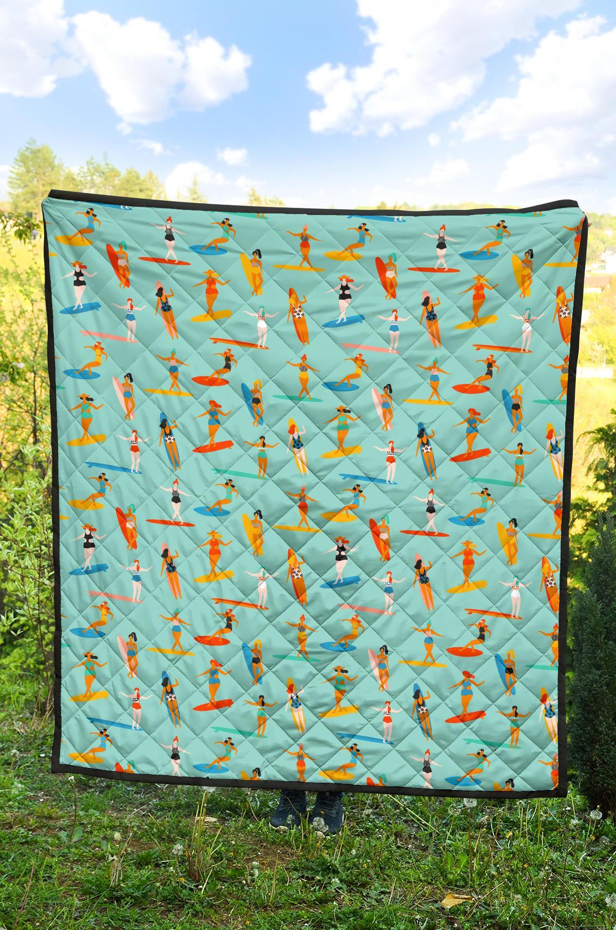 Beach Surfing Pattern Print Quilt-grizzshop