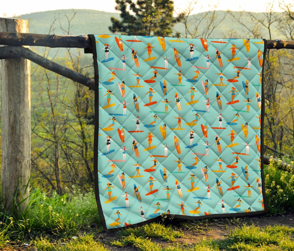 Beach Surfing Pattern Print Quilt-grizzshop