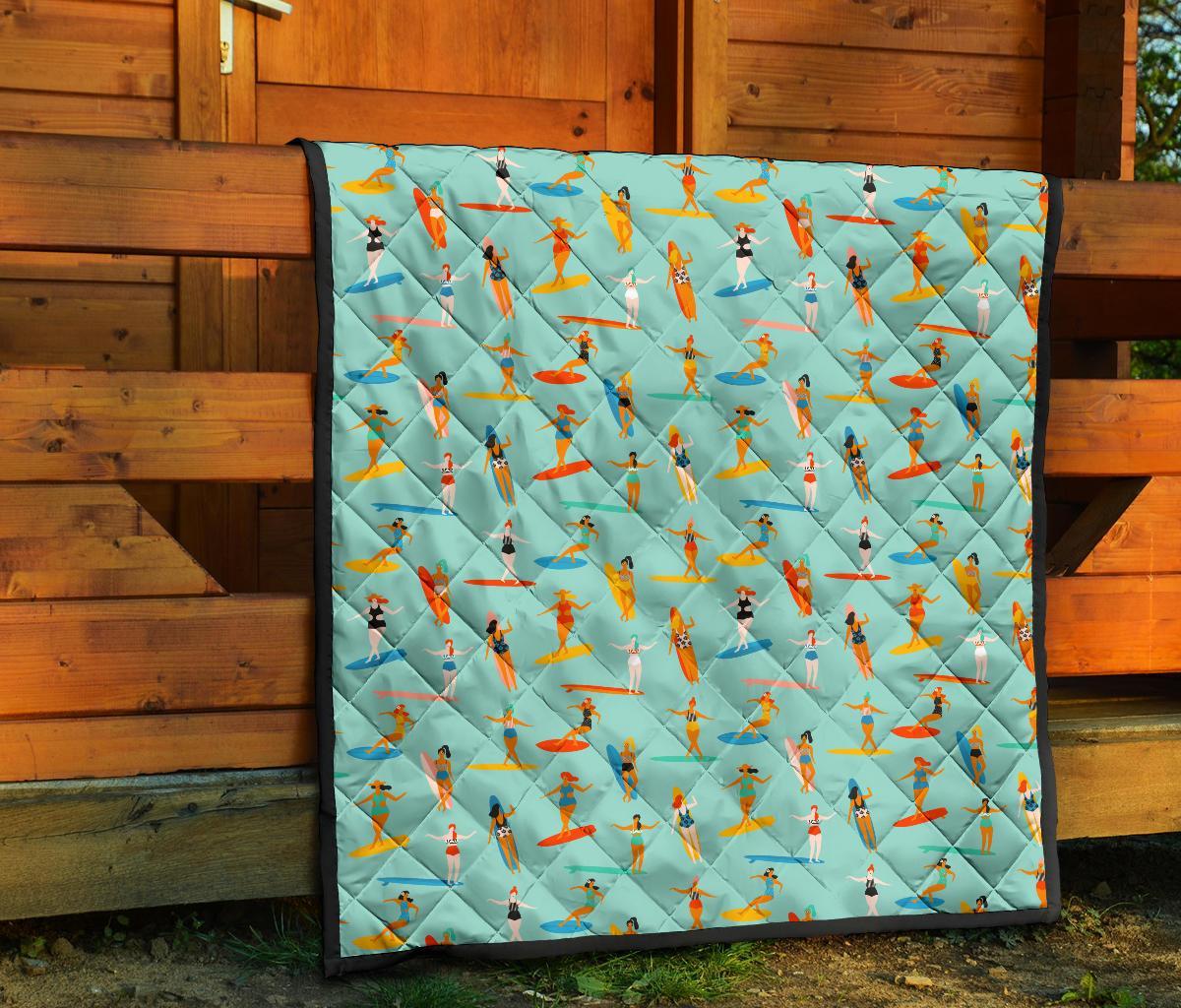 Beach Surfing Pattern Print Quilt-grizzshop