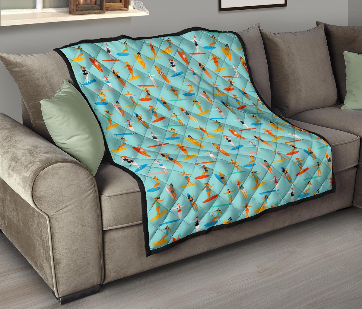 Beach Surfing Pattern Print Quilt-grizzshop