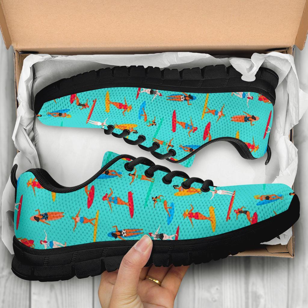 Beach Surfing Pattern Print Sneaker Shoes For Men Women-grizzshop