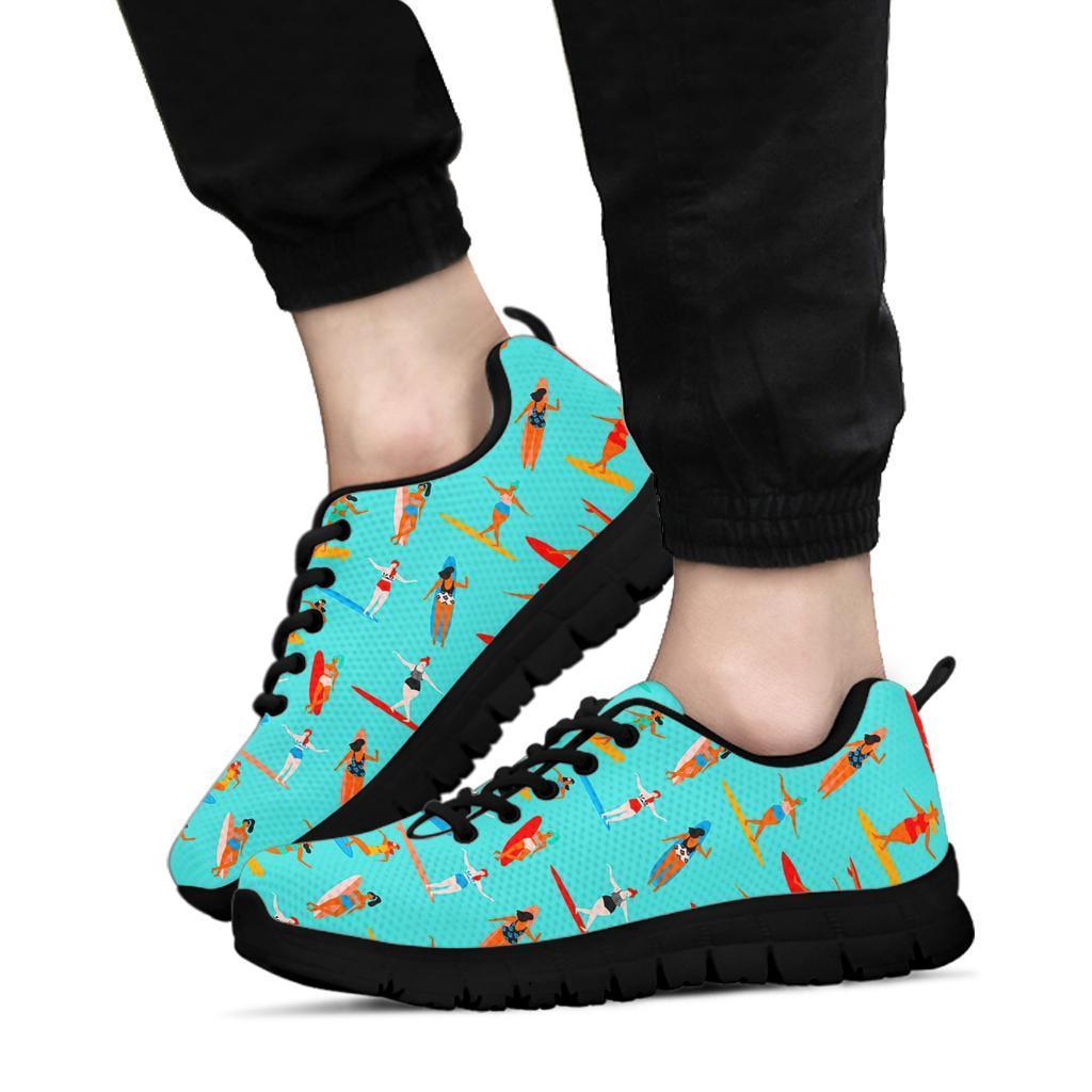 Beach Surfing Pattern Print Sneaker Shoes For Men Women-grizzshop