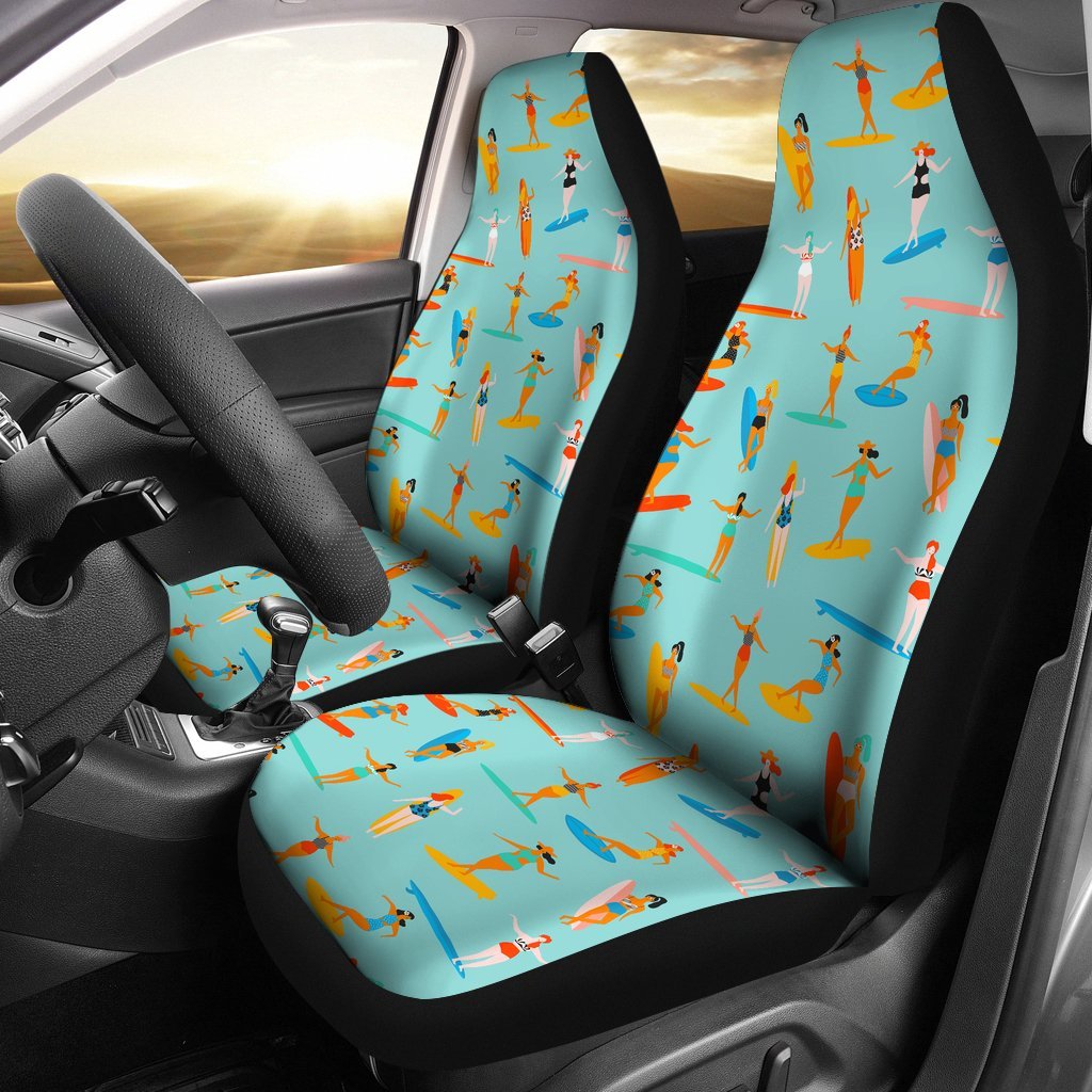 Beach Surfing Pattern Print Universal Fit Car Seat Covers-grizzshop