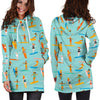 Beach Surfing Pattern Print Women Hoodie Dress-grizzshop