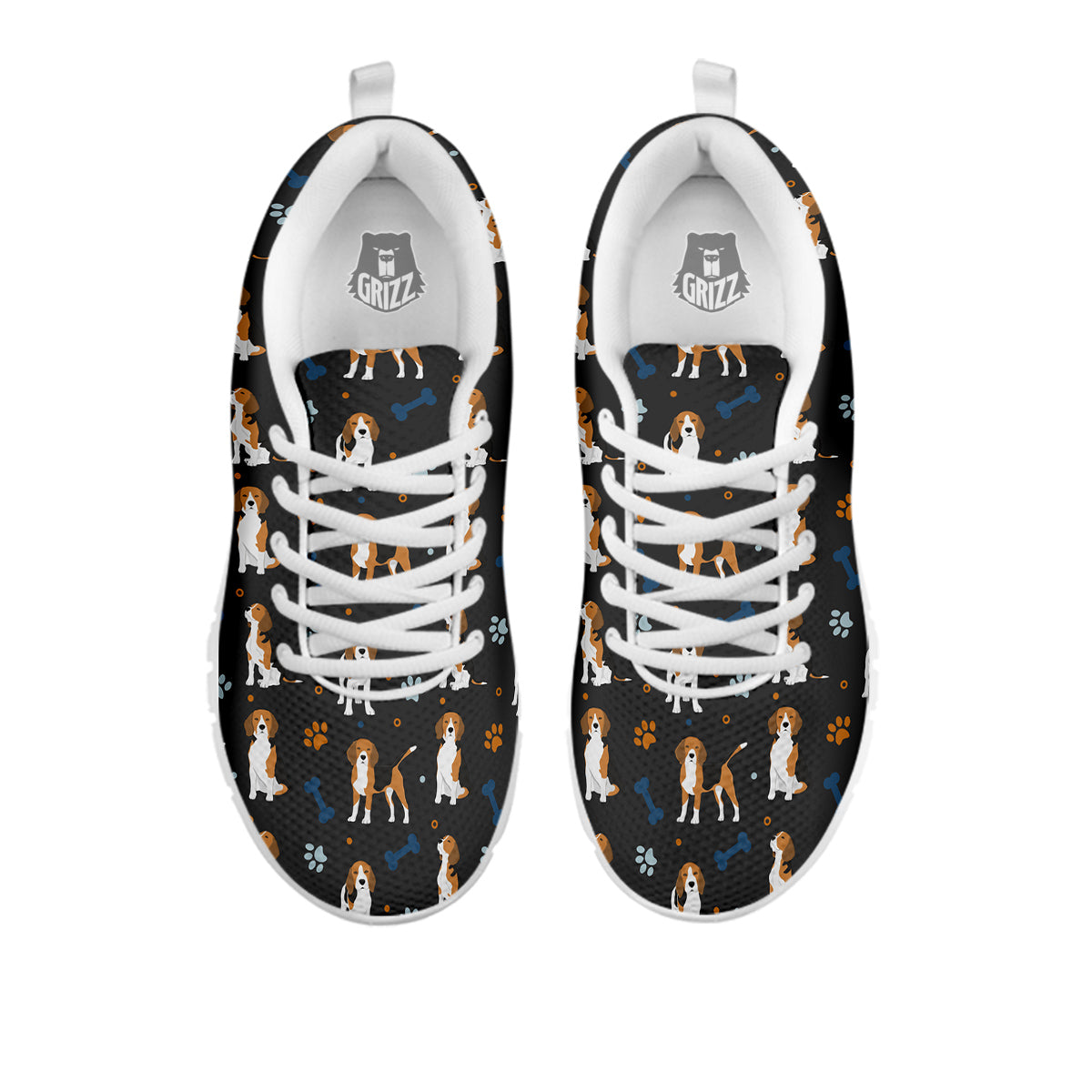 Beagle Cute Cartoon Print Pattern White Sneaker-grizzshop