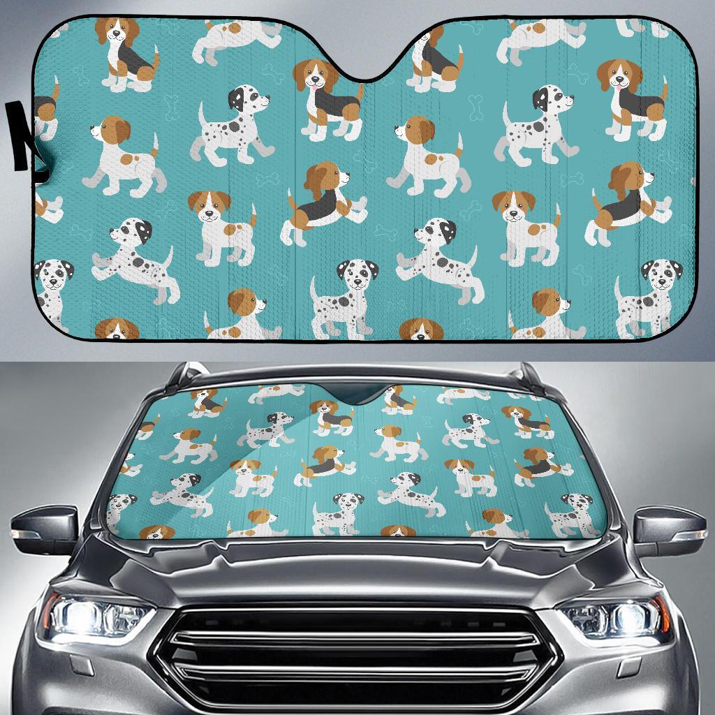 Beagle Dog Bone Pattern Print Car Sun Shade-grizzshop