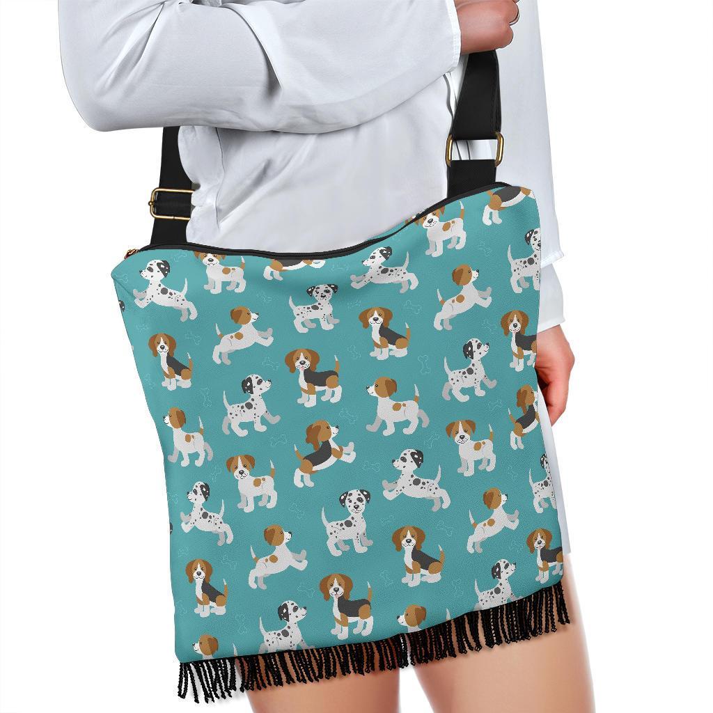 Beagle Dog Bone Pattern Print Crossbody Bags-grizzshop