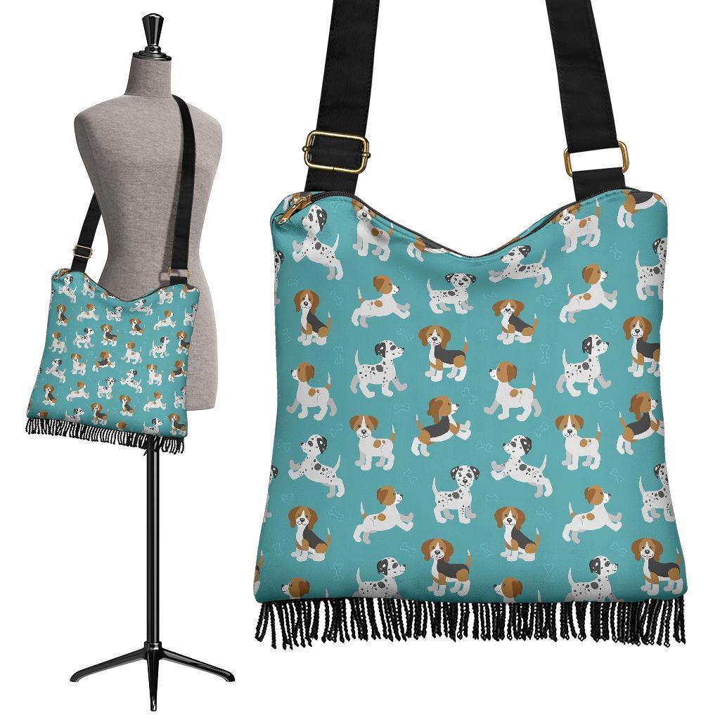 Beagle Dog Bone Pattern Print Crossbody Bags-grizzshop