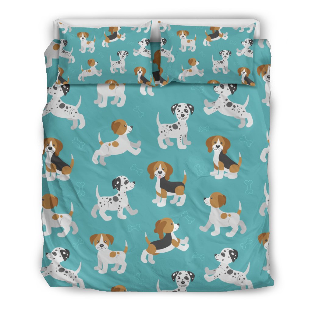 Beagle Dog Bone Pattern Print Duvet Cover Bedding Set-grizzshop