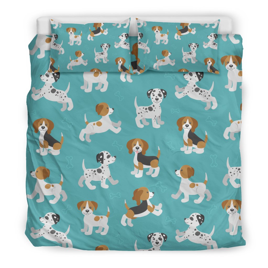 Beagle Dog Bone Pattern Print Duvet Cover Bedding Set-grizzshop