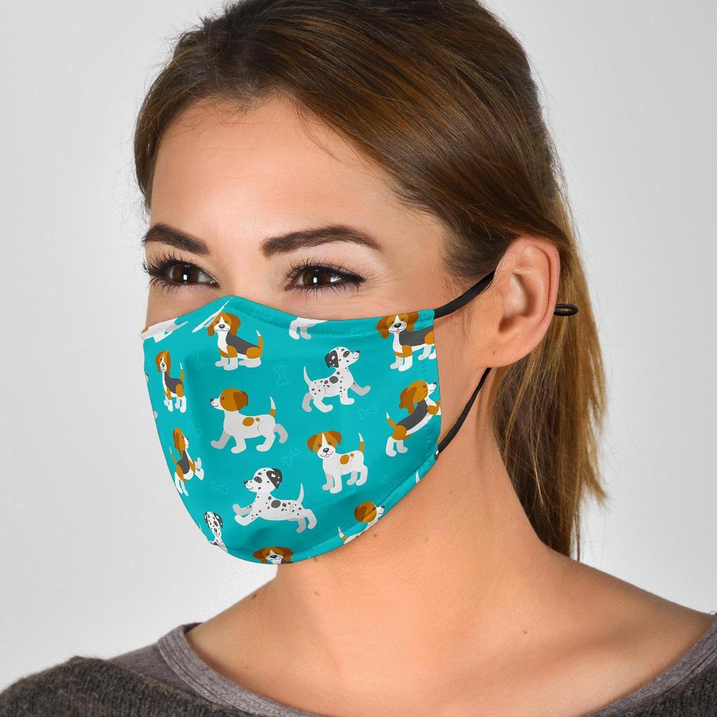 Beagle Dog Bone Pattern Print Face Mask-grizzshop