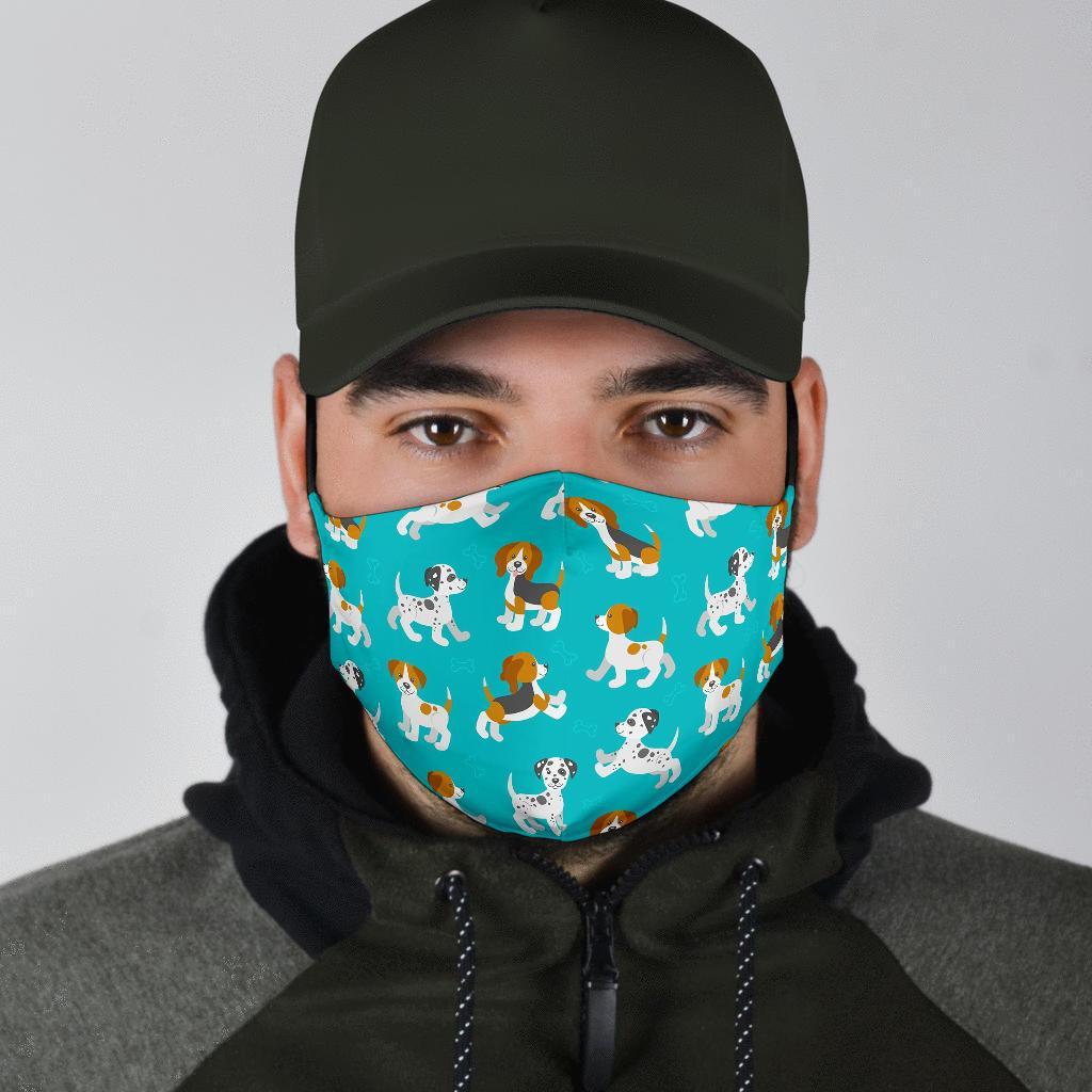 Beagle Dog Bone Pattern Print Face Mask-grizzshop