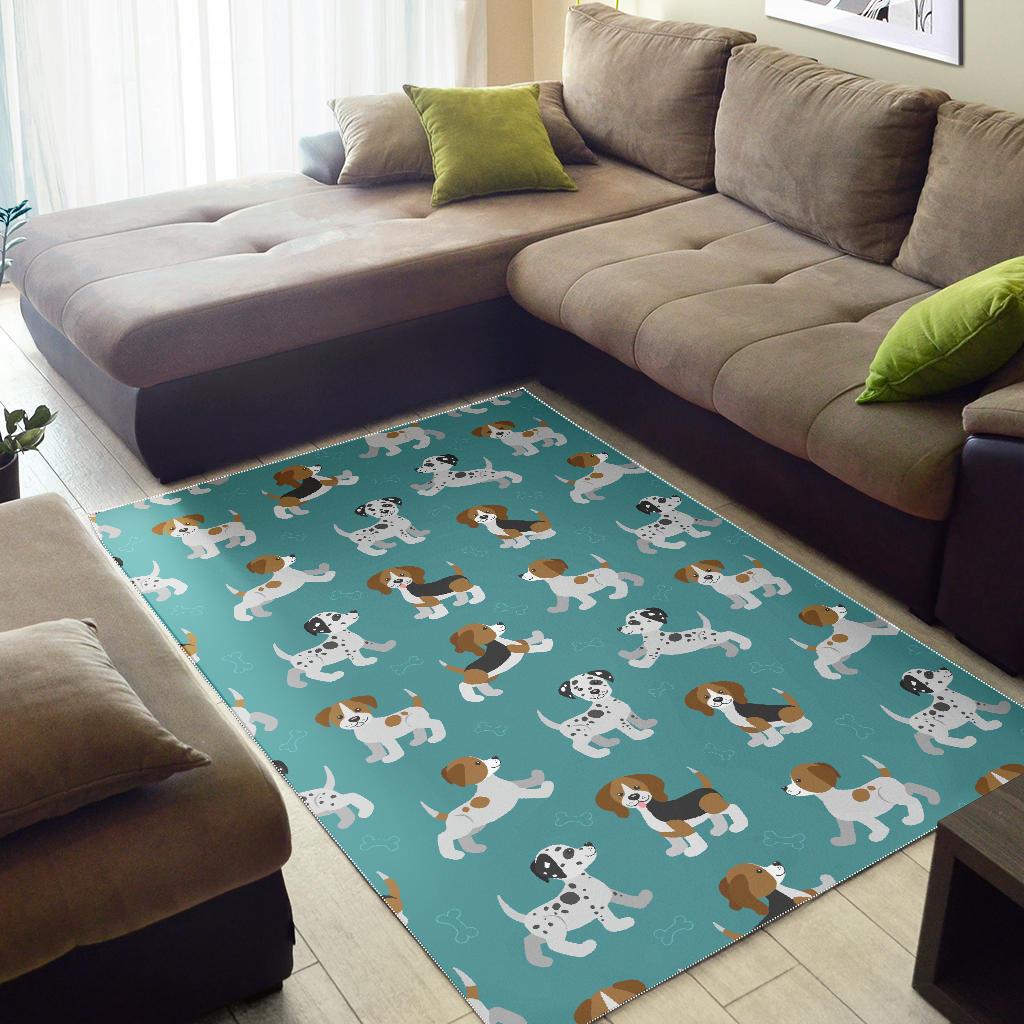 Beagle Dog Bone Pattern Print Floor Mat-grizzshop