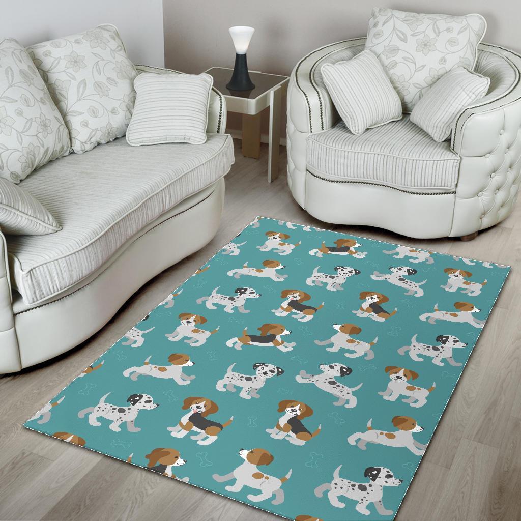 Beagle Dog Bone Pattern Print Floor Mat-grizzshop