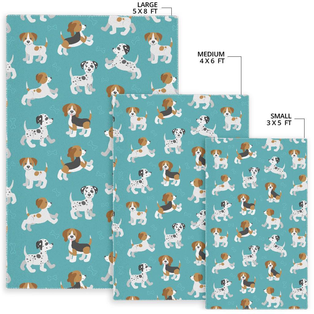 Beagle Dog Bone Pattern Print Floor Mat-grizzshop