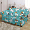 Beagle Dog Bone Pattern Print Loveseat Cover-grizzshop