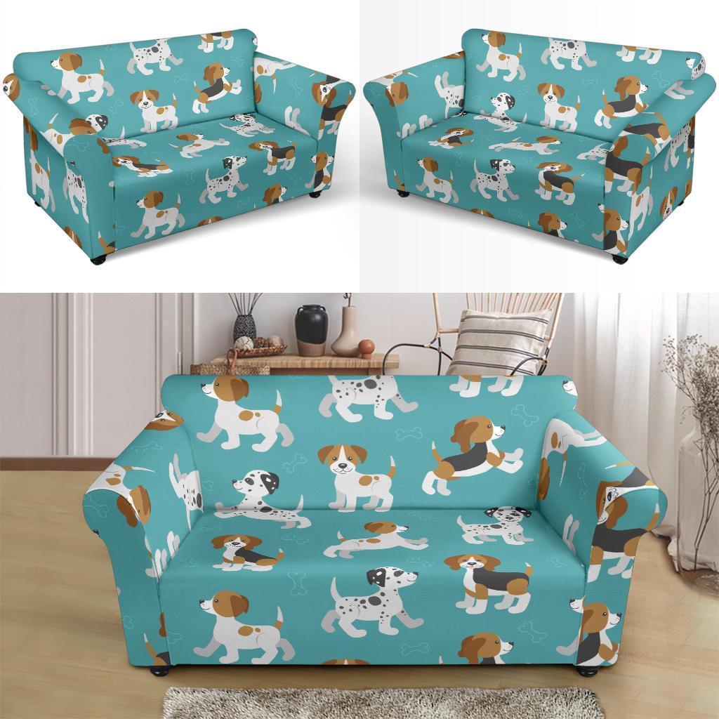 Beagle Dog Bone Pattern Print Loveseat Cover-grizzshop