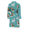 Beagle Dog Bone Pattern Print Men Long Robe-grizzshop