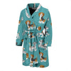 Beagle Dog Bone Pattern Print Men Long Robe-grizzshop