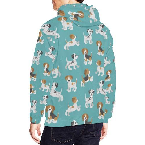 Beagle Dog Bone Pattern Print Men Pullover Hoodie-grizzshop