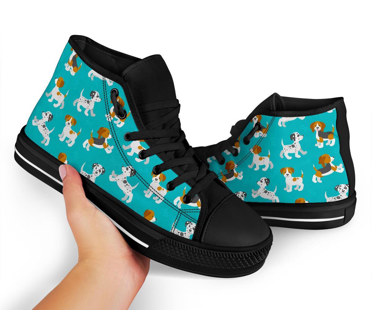 Beagle Dog Bone Pattern Print Men Women's High Top Shoes-grizzshop