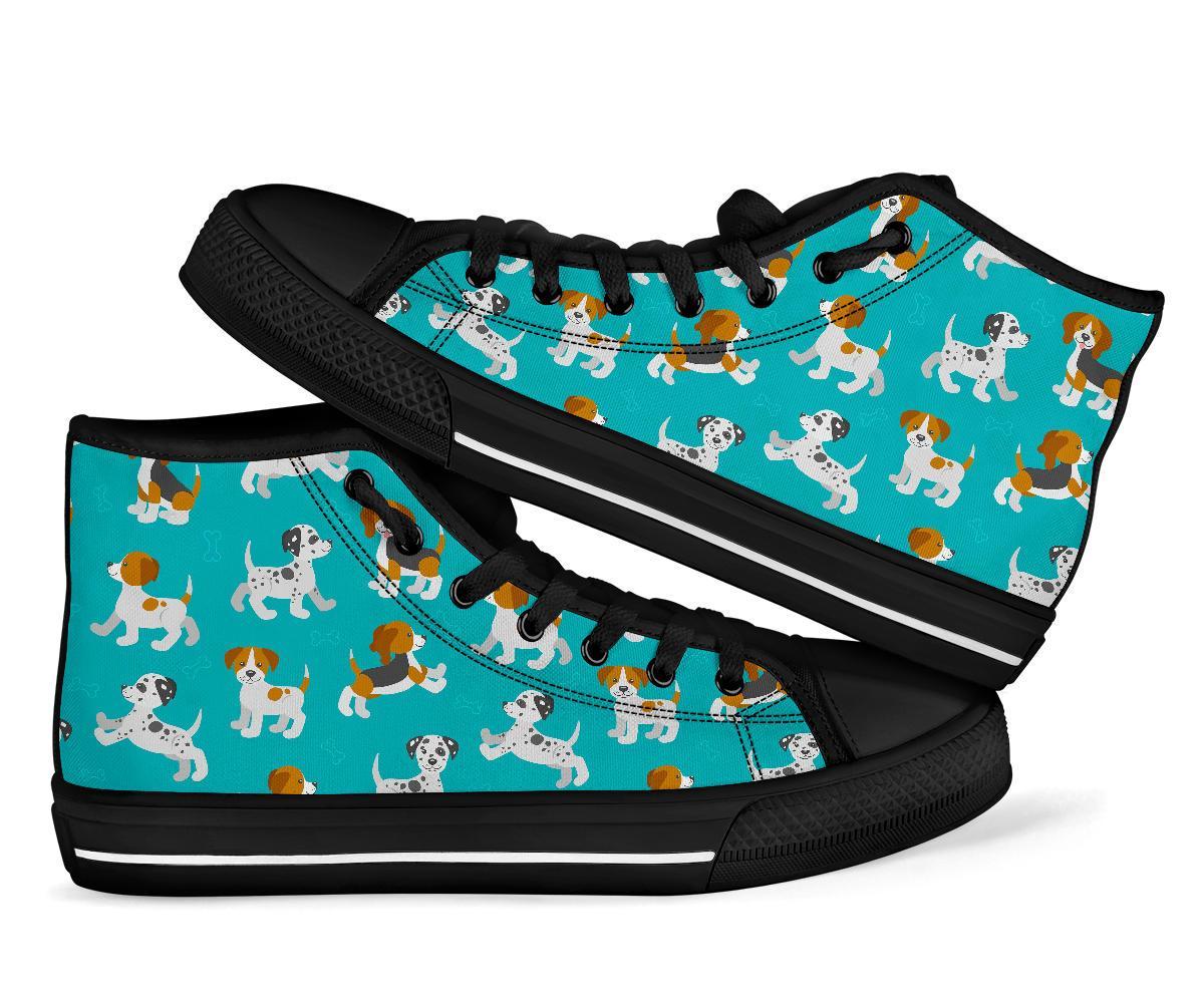 Beagle Dog Bone Pattern Print Men Women's High Top Shoes-grizzshop