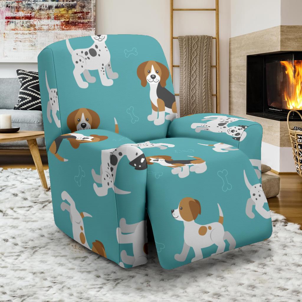 Beagle Dog Bone Pattern Print Recliner Cover-grizzshop