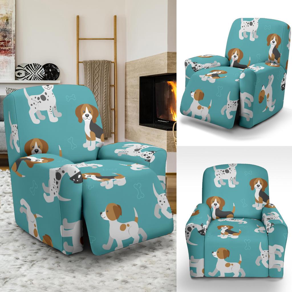 Beagle Dog Bone Pattern Print Recliner Cover-grizzshop