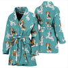 Beagle Dog Bone Pattern Print Women Long Robe-grizzshop