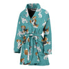 Beagle Dog Bone Pattern Print Women Long Robe-grizzshop