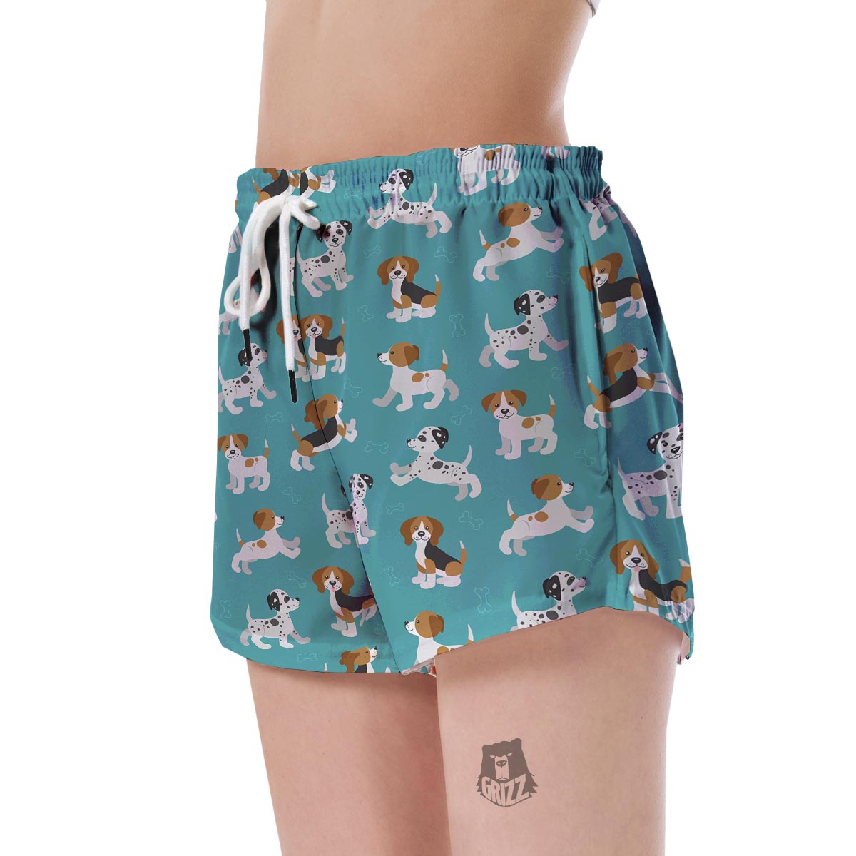 Beagle Dog Bone Pattern Print Women's Shorts-grizzshop