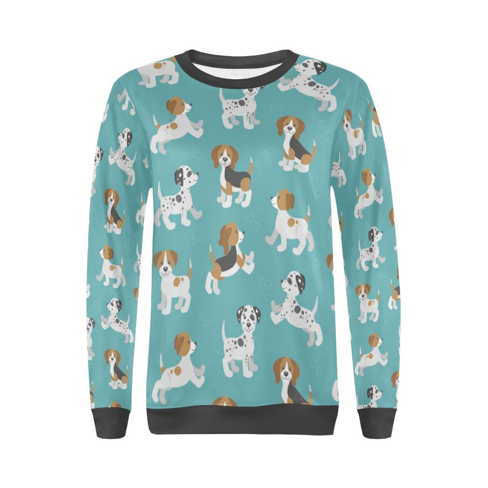 Beagle Dog Bone Pattern Print Women's Sweatshirt-grizzshop